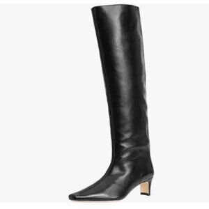 Sleek Black Leather Heeled Boots